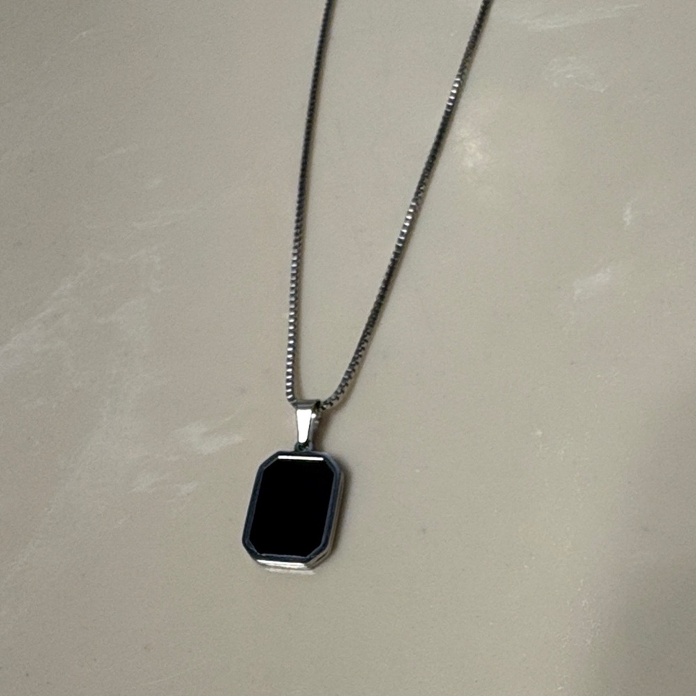 Silver and Black Pendant Necklace